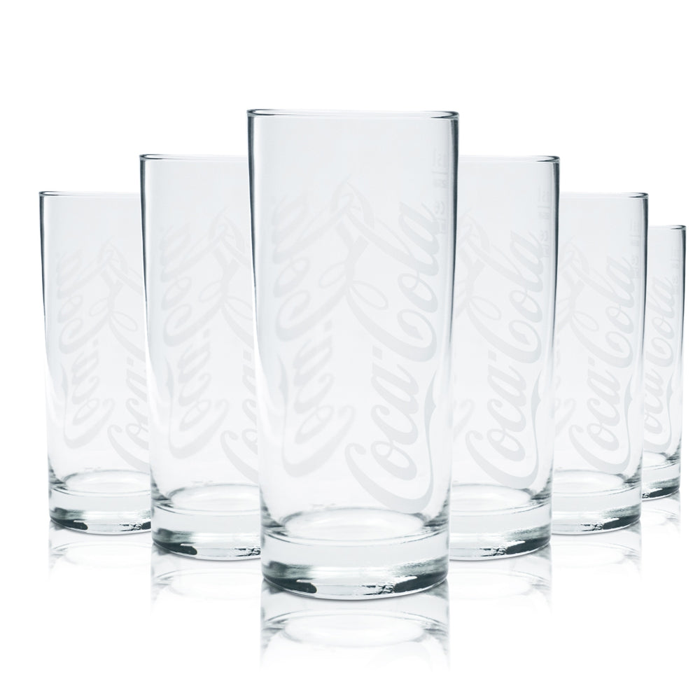 6x Coca Cola glass 0.5l cup Round Wave glasses Calibrated Gastro Soft drink Gastro