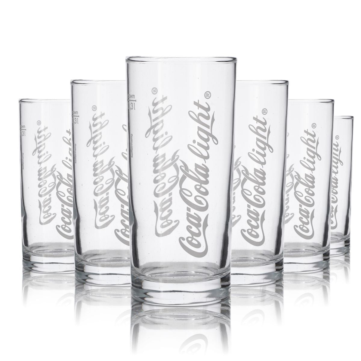 6x Coca Cola Glass Jars Retro Cult "Coca Cola Light 0.3l Logo Vertical