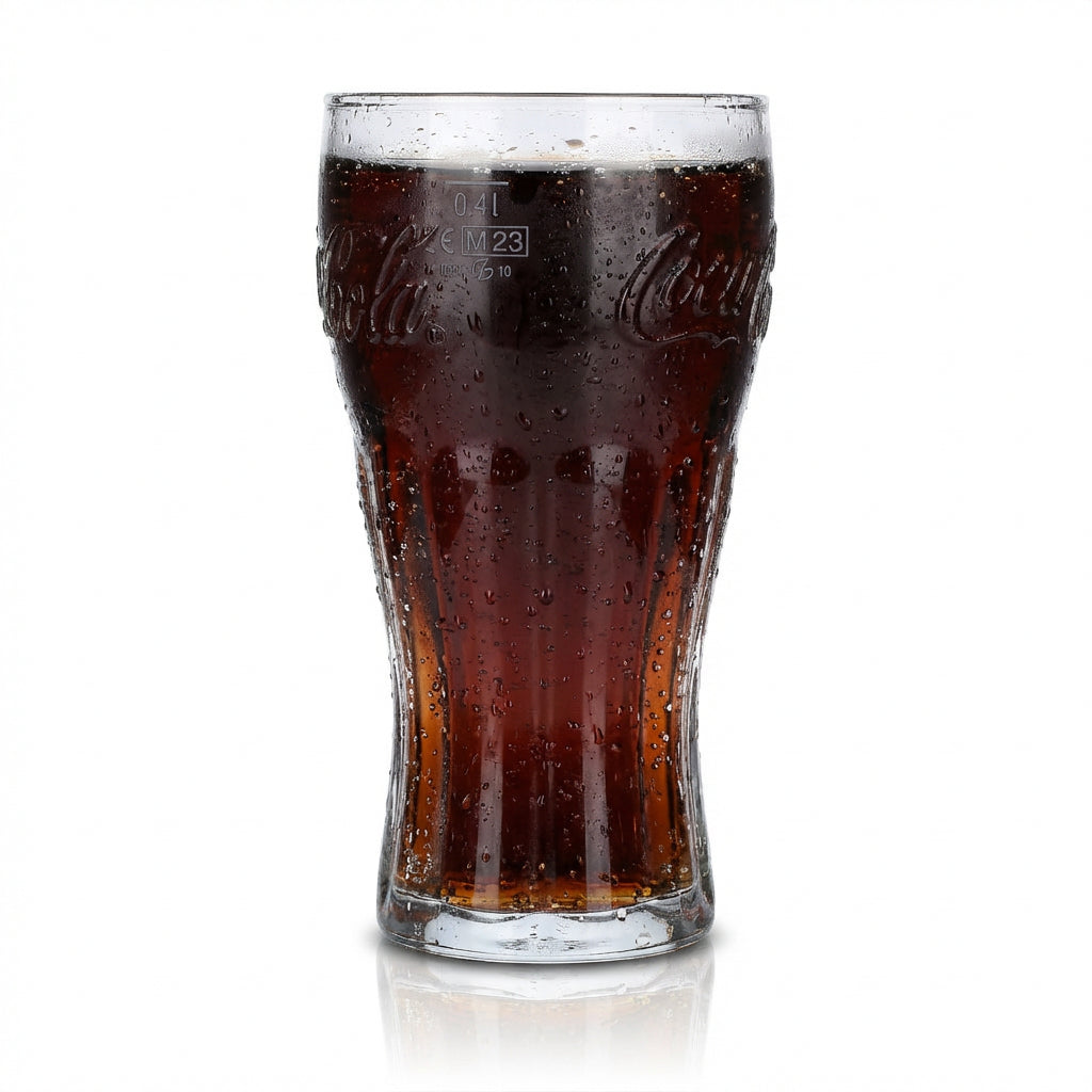 6x Coca Cola contour glass 0.4l soft drink soda glasses set with relief lettering, iconic – View 2