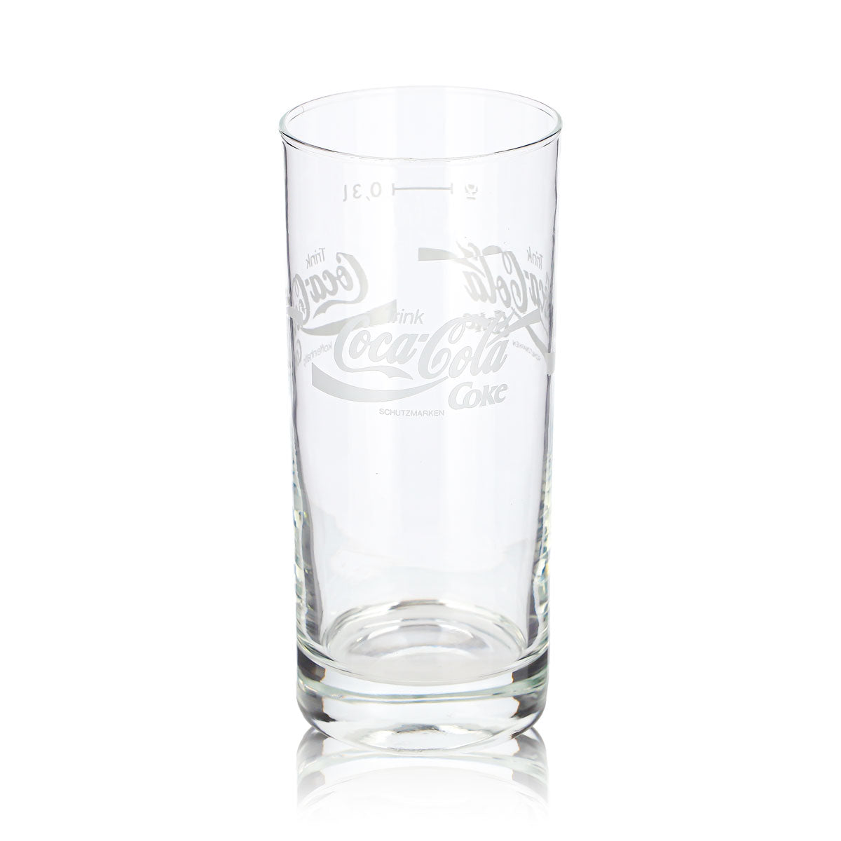 6 Coca-Cola Soft Drink Glasses, 0.3 L, White "Coke" Logo, Contains Caffeine – View 6
