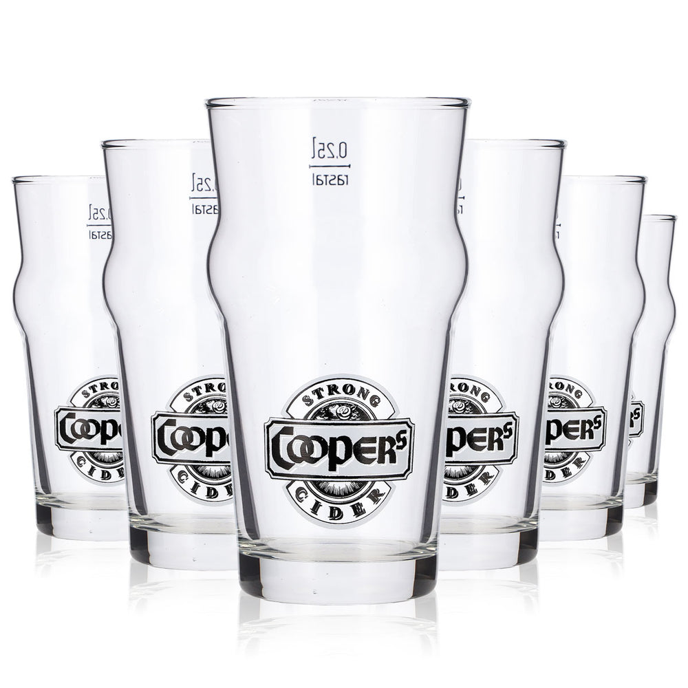 6x Cooper's Beer Glasses, 0.25 L, Contour Pint, Rastal Beer Glass, Beer Mug