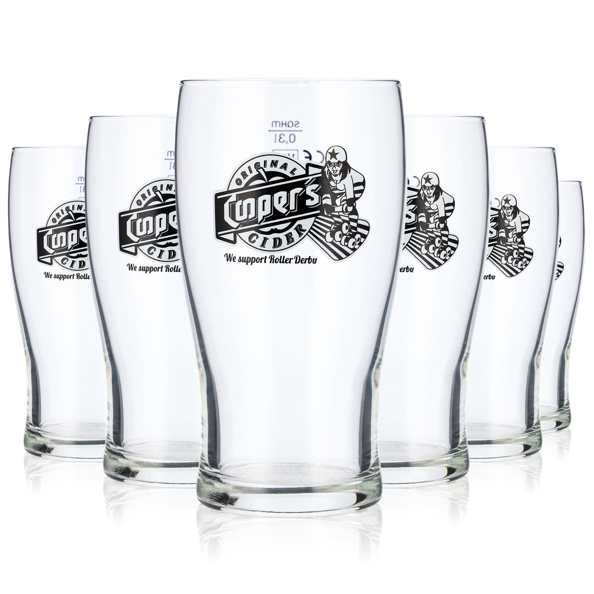 6x Coopers Cider Glass 0.3l Mug Cider Glass "We support Roller Derby" Tulip – View 5