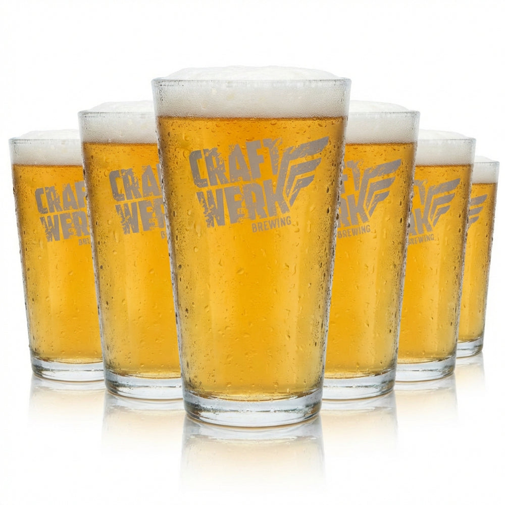 6x Craftwerk beer glasses - 0.3l mug glasses Set from the Bitburger craft beer brewery Calibrated for catering