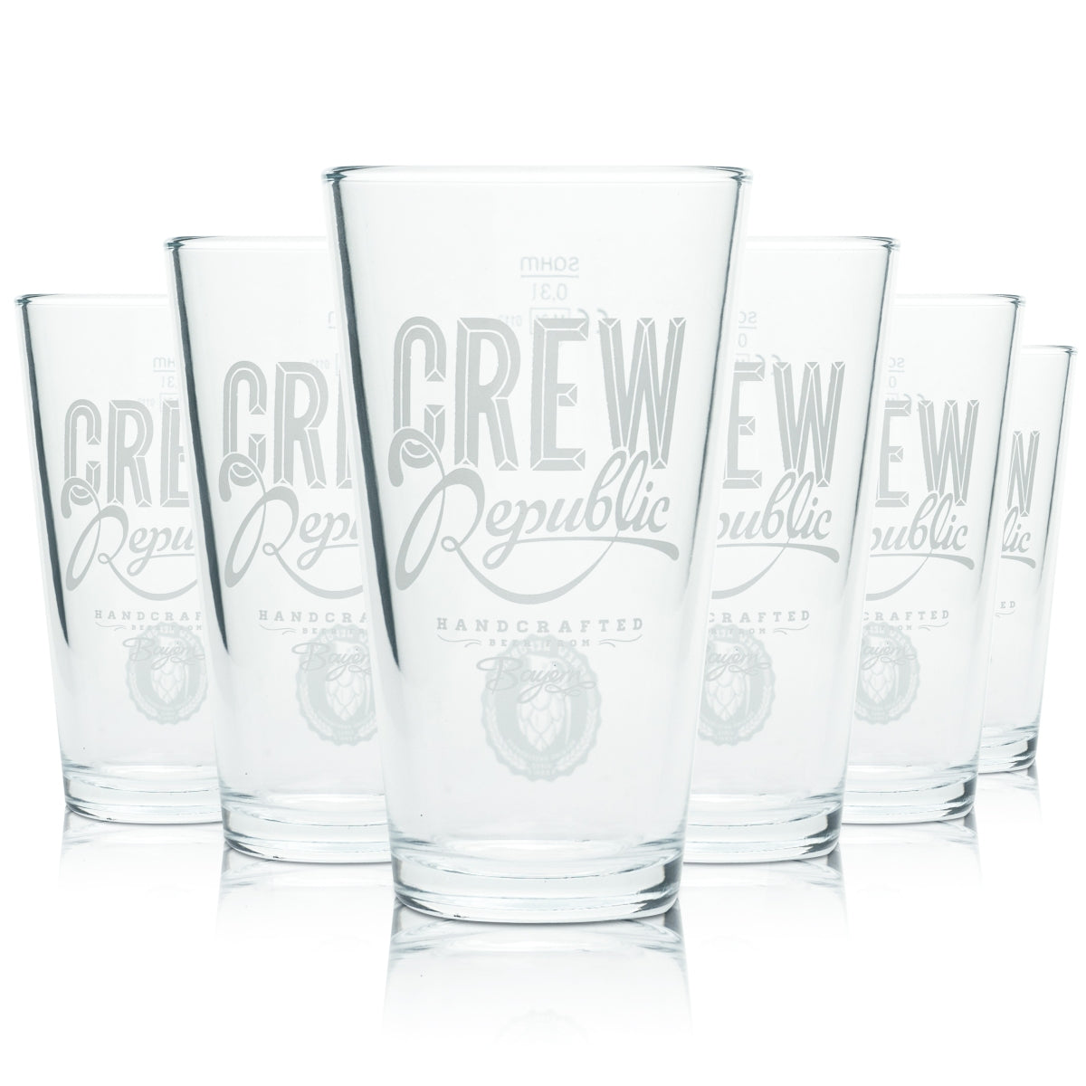 6x Crew Republic Beer Glass 0.3l Mug American Lager Beer Glasses Frankonia Bar