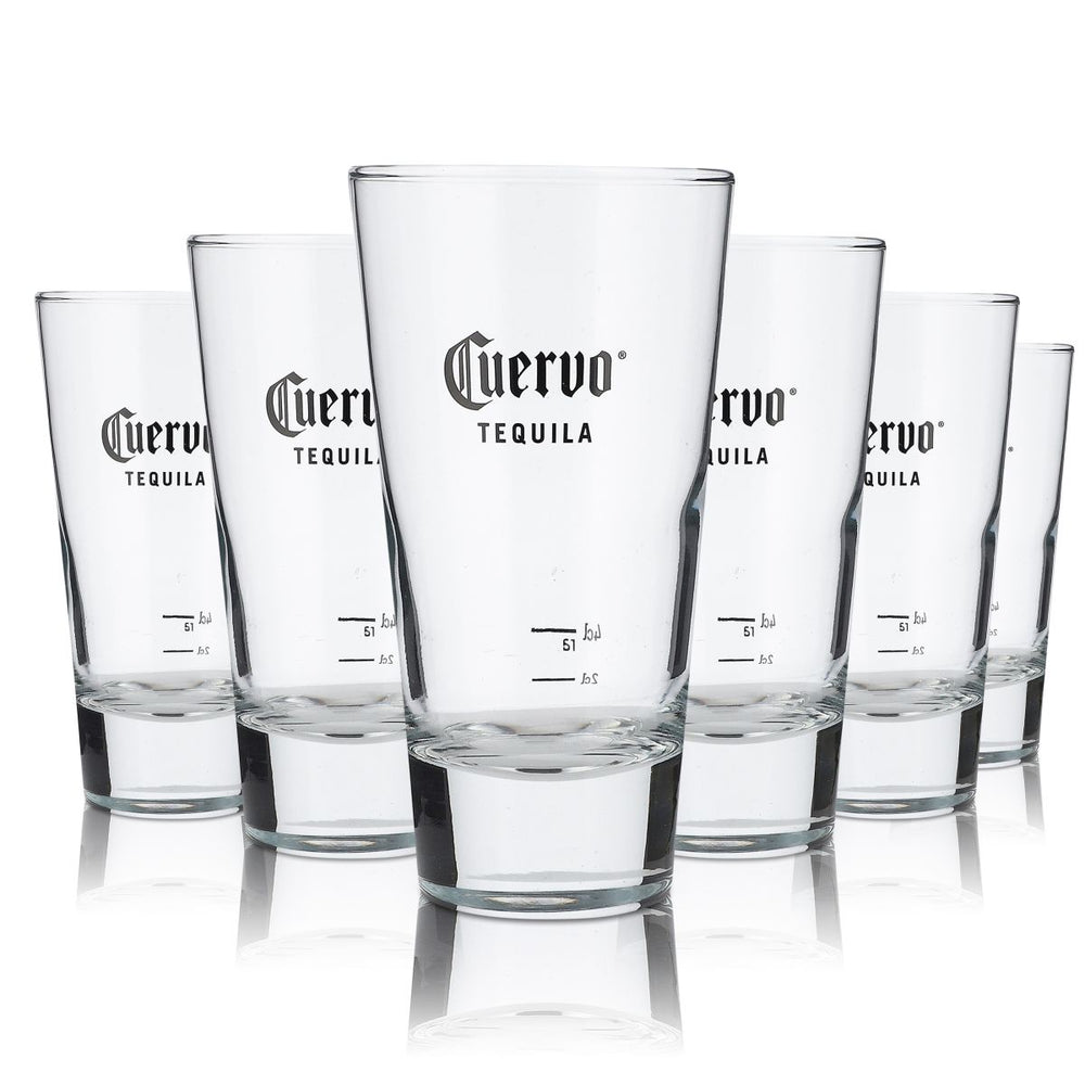 6x Cuervo Jose Tequila Glass Long Drink Glasses "Cuervo" 2cl/4cl