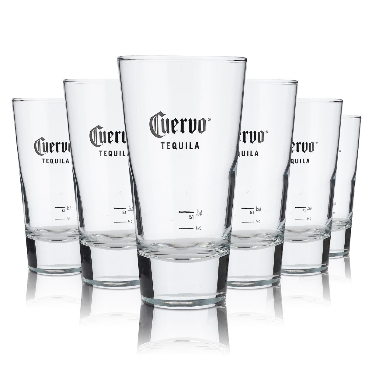 6x Cuervo Jose Tequila Glass Long Drink Glasses "Cuervo" 2cl/4cl