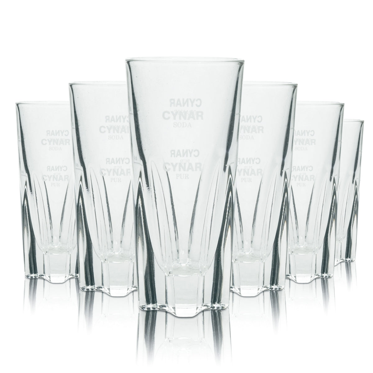 6x Cynar Amaro Glass 100ml On Ice Glasses Pure Ice Cubes Long Drink Relief Print