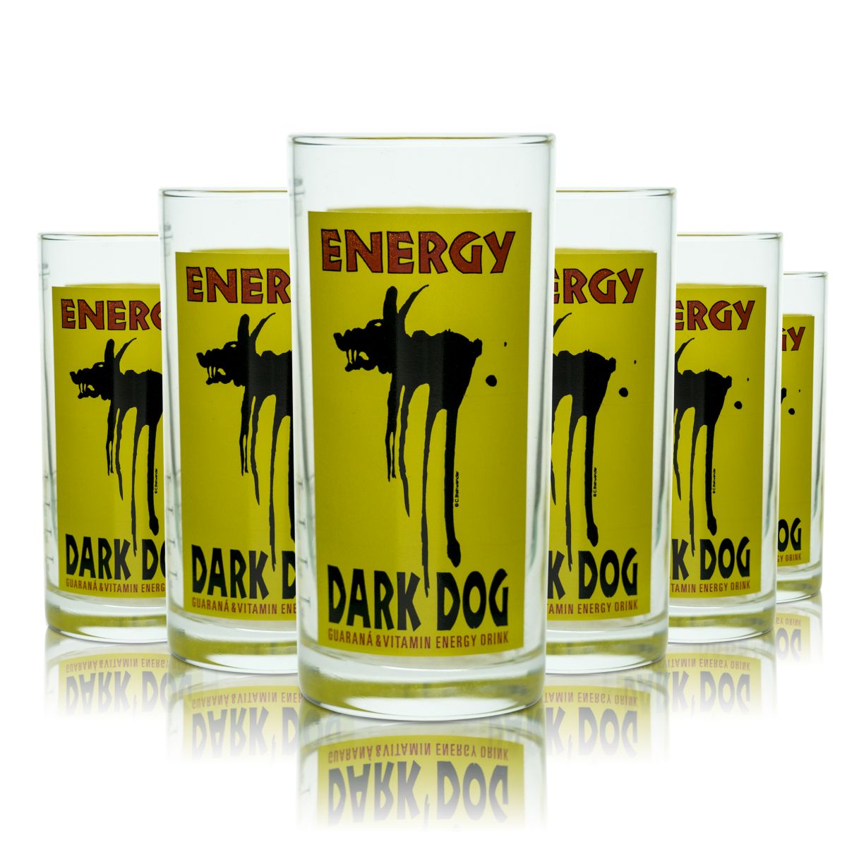6x Dark Dog Glass 0.25l Shot Glasses Long Drink Glasses Drinking Glasses Energy Drink