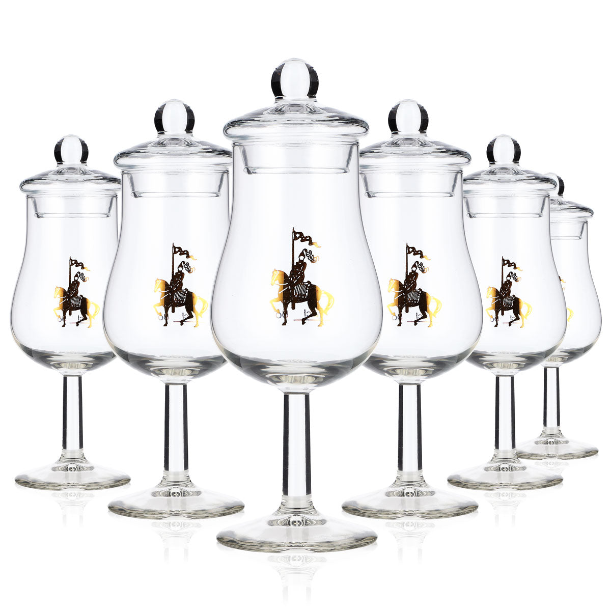 6x Dauphin brandy glass 2cl/4cl tasting glass with lid, Böckling rider logo – View 8