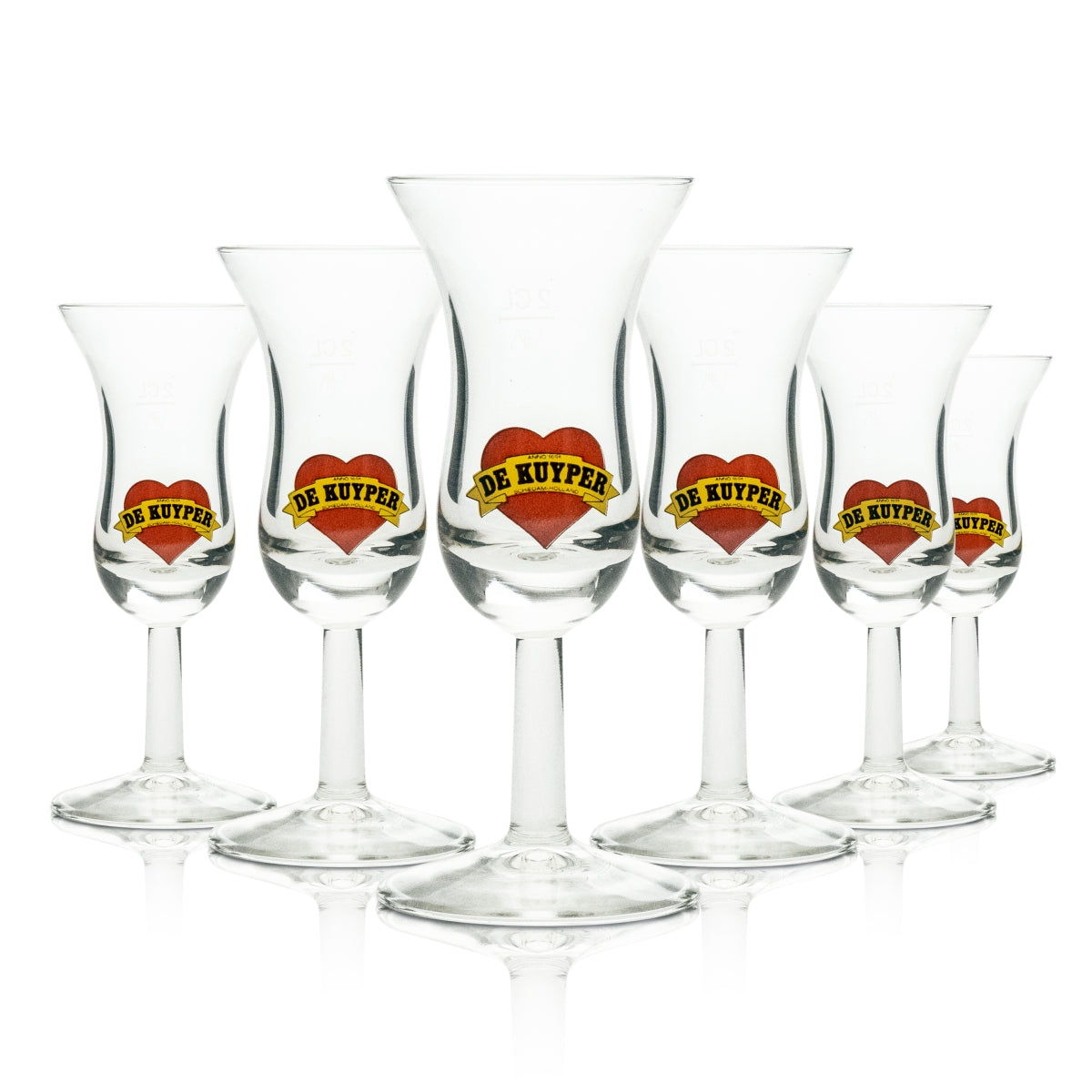 6x De Kuyper Liqueur Glass Jenever Tulip Glasses 2cl