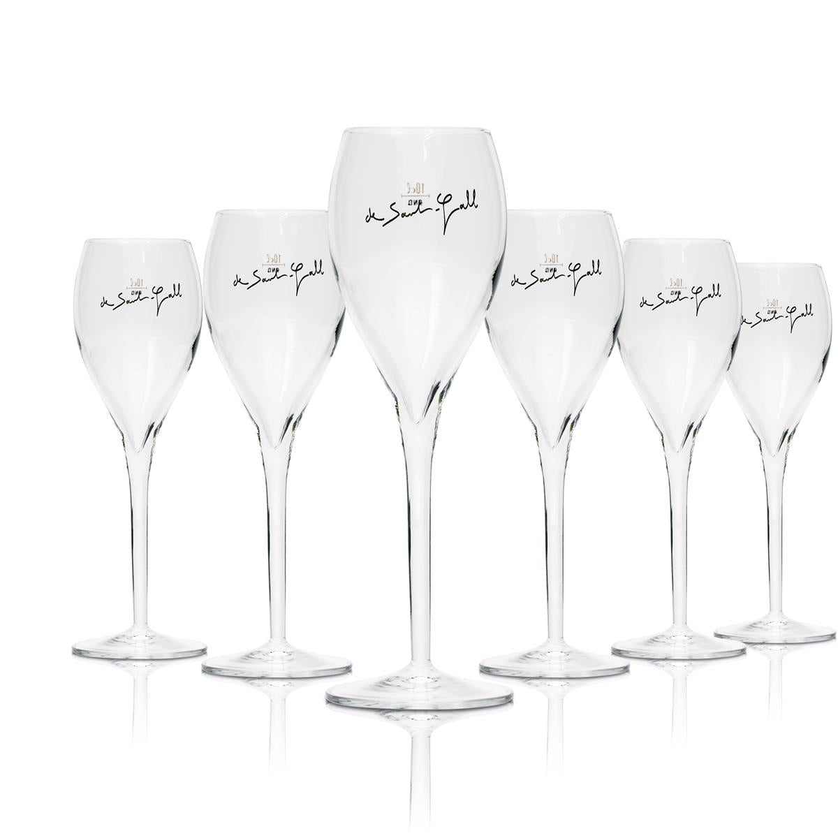 6x De Saint Gall Champagne Glass Flute with Gold Lettering
