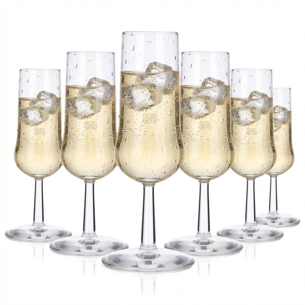 6x Deutsche Bahn DB Glass 0.15l Sparkling Wine Glass Flute Champagne Secco Glass Set
