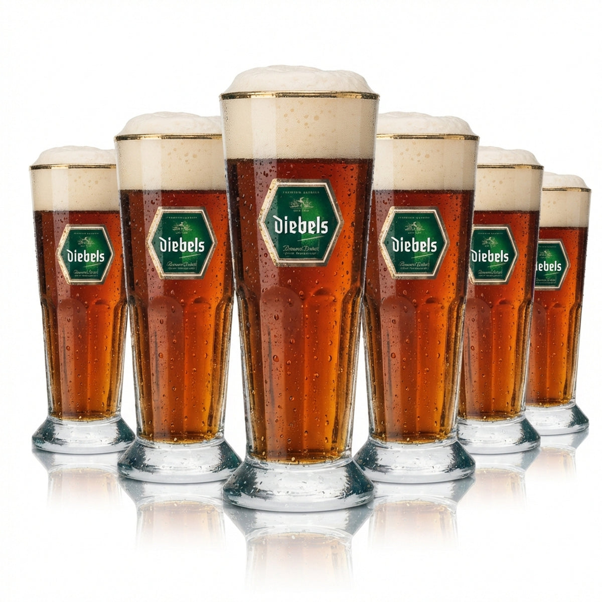 6x Diebels Beer Glass 0.3l Cup
