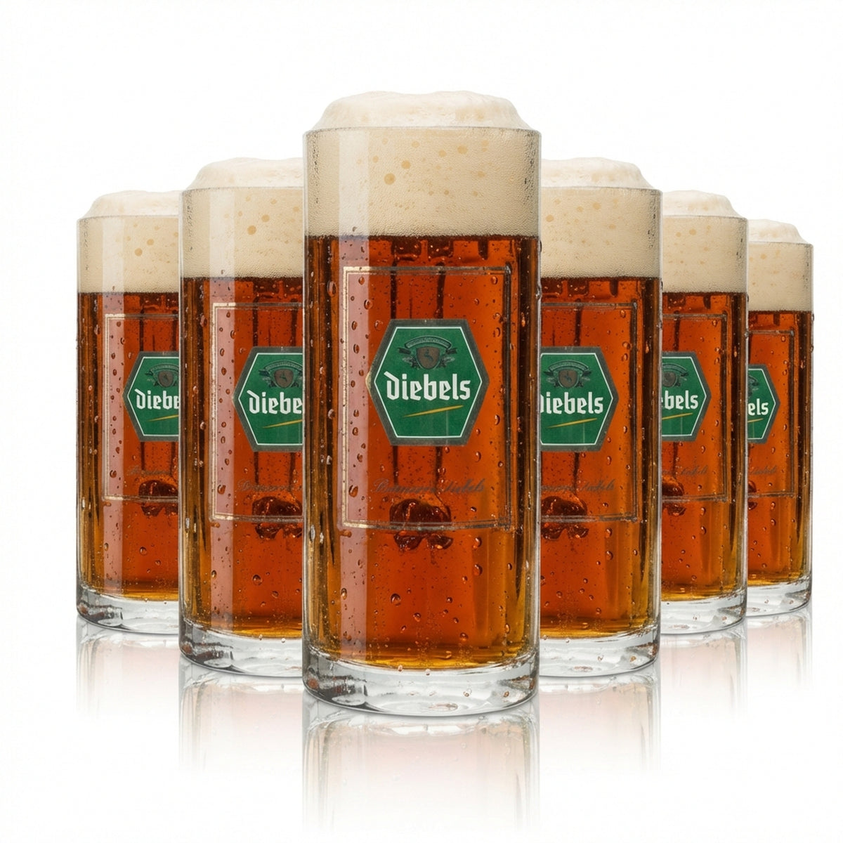 6x Diebels beer glass 0.4l mug Sahm