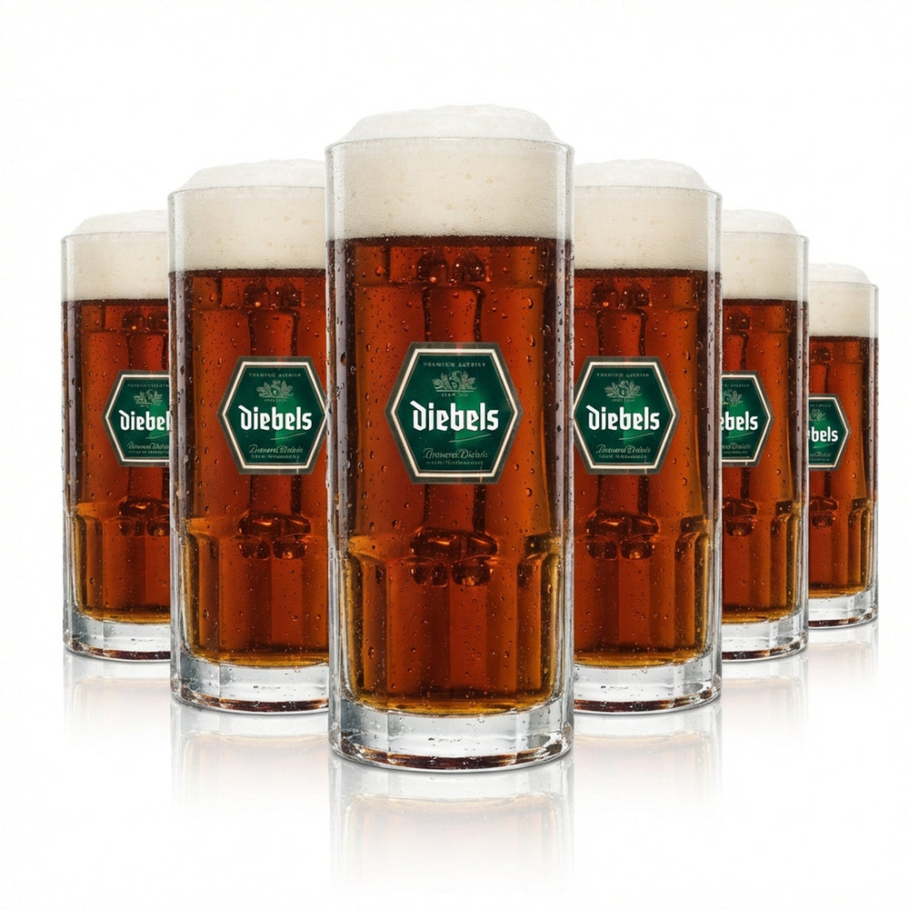 6x Diebels beer glass 0.5l mug, ribbed, Sahm Wallenstein