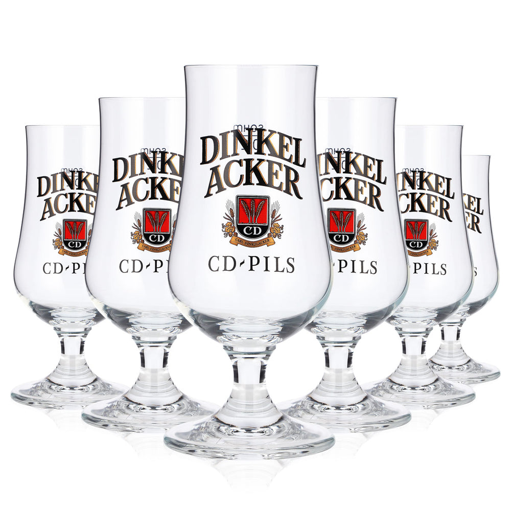 6x Dinkel Acker Beer Glass, 0.2 L, Tulip, CD-Pils, Sahm, Goblet Beer Glass