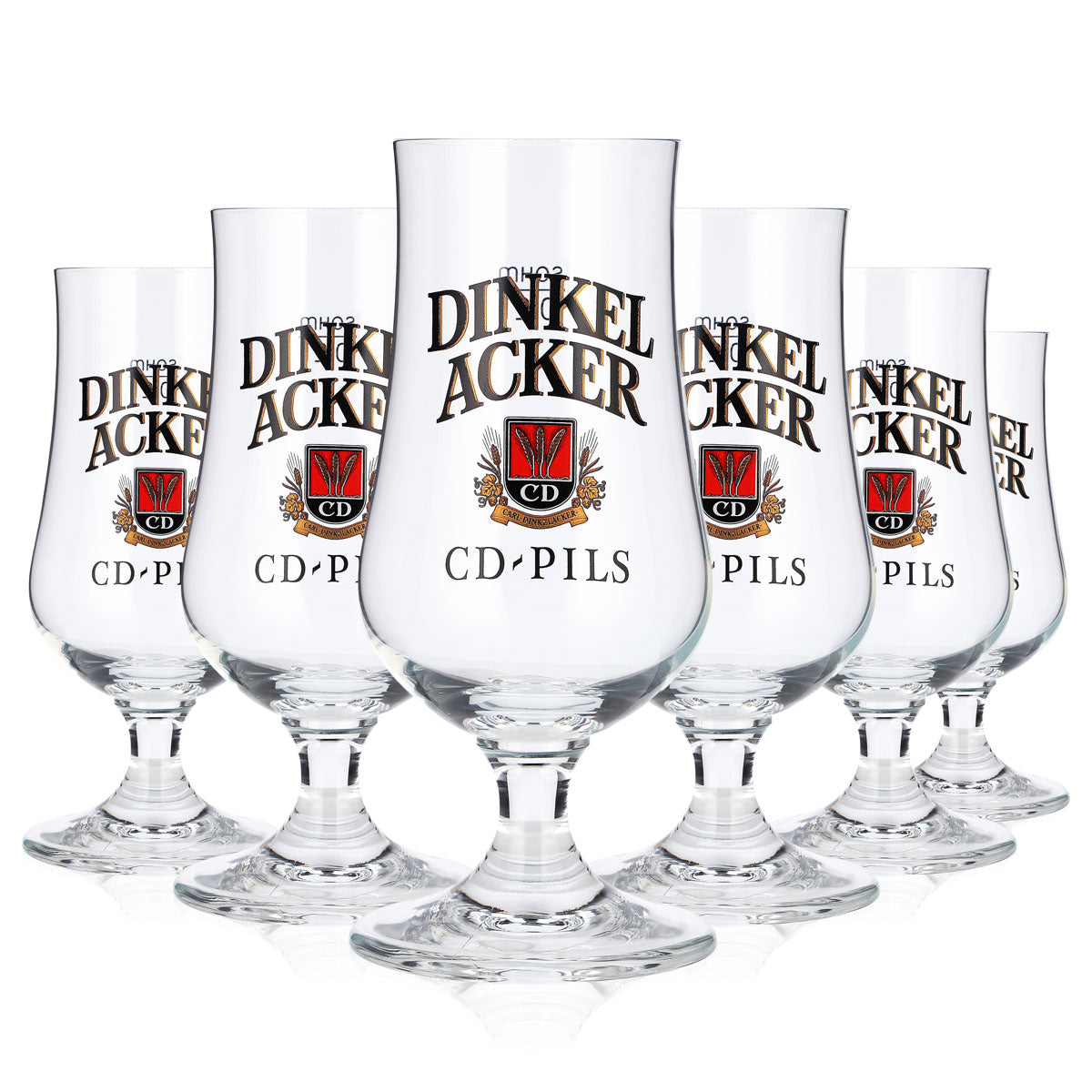 6x Dinkel Acker Beer Glass, 0.2 L, Tulip, CD-Pils, Sahm, Goblet Beer Glass