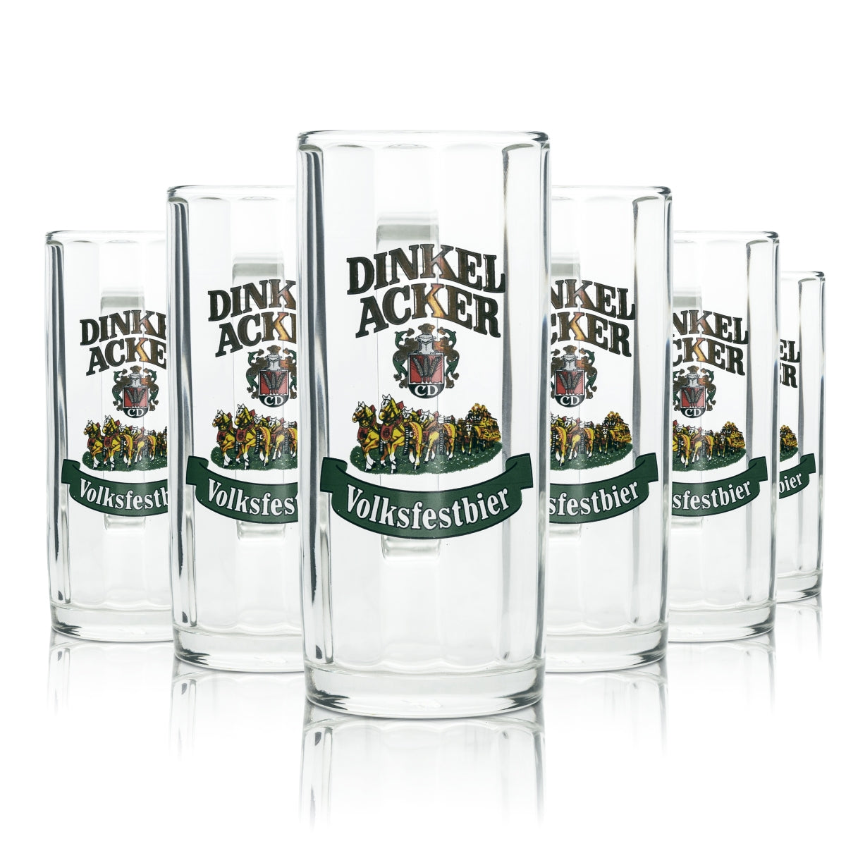 6x Dinkelacker beer glass 0.25l mug festival beer Sahm Seidel handle glasses mugs