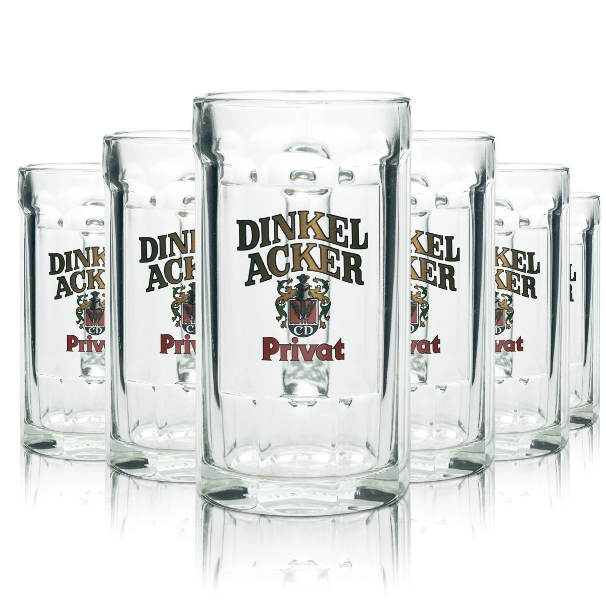 6x Dinkelacker beer glass 0.4 l mug CD-Pils Staufeneck Seidel Sahm Henkel Privat glasses