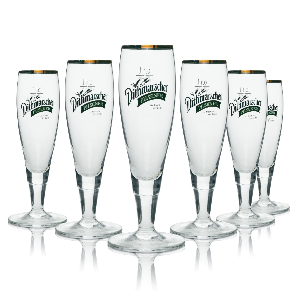 6x Dithmarscher beer glass 0.1 l cup with gold rim, Ritzenhoff