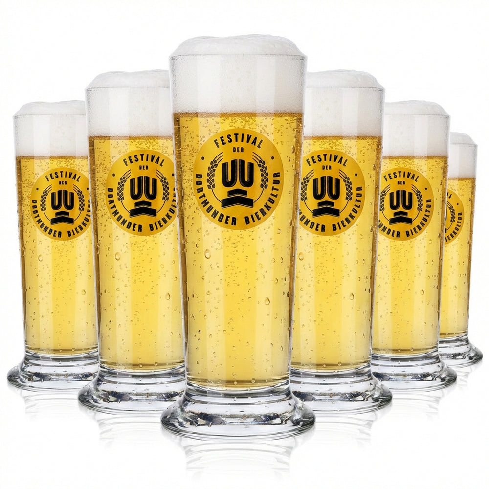 6x Dortmund Union Beer Glass 0.1l Festival Glass Beer Glasses Tumbler Basic