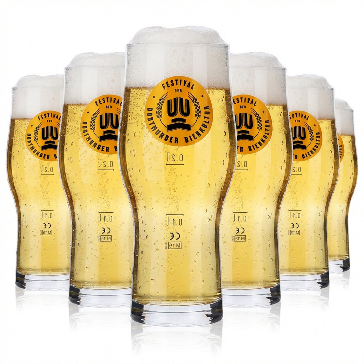 6x Dortmund Union Beer Glass 0.3l Beer Glasses Willibecher Beer Glass Conical