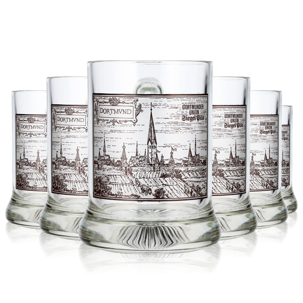 6x Dortmunder Union Beer Glass / Beer Mug, 0.28 L, Höhr Grenzhausen Seidel (Set of 6)
