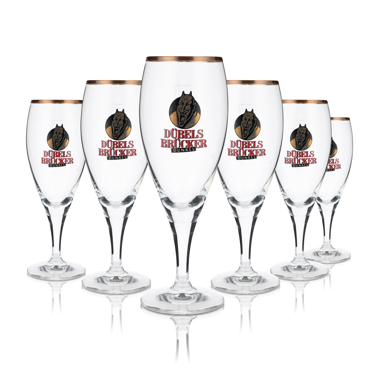 6x Dübelsbrücker Dark Beer Beer Glasses Trophy Glass 0.3l Opal Gold Rim – View 4