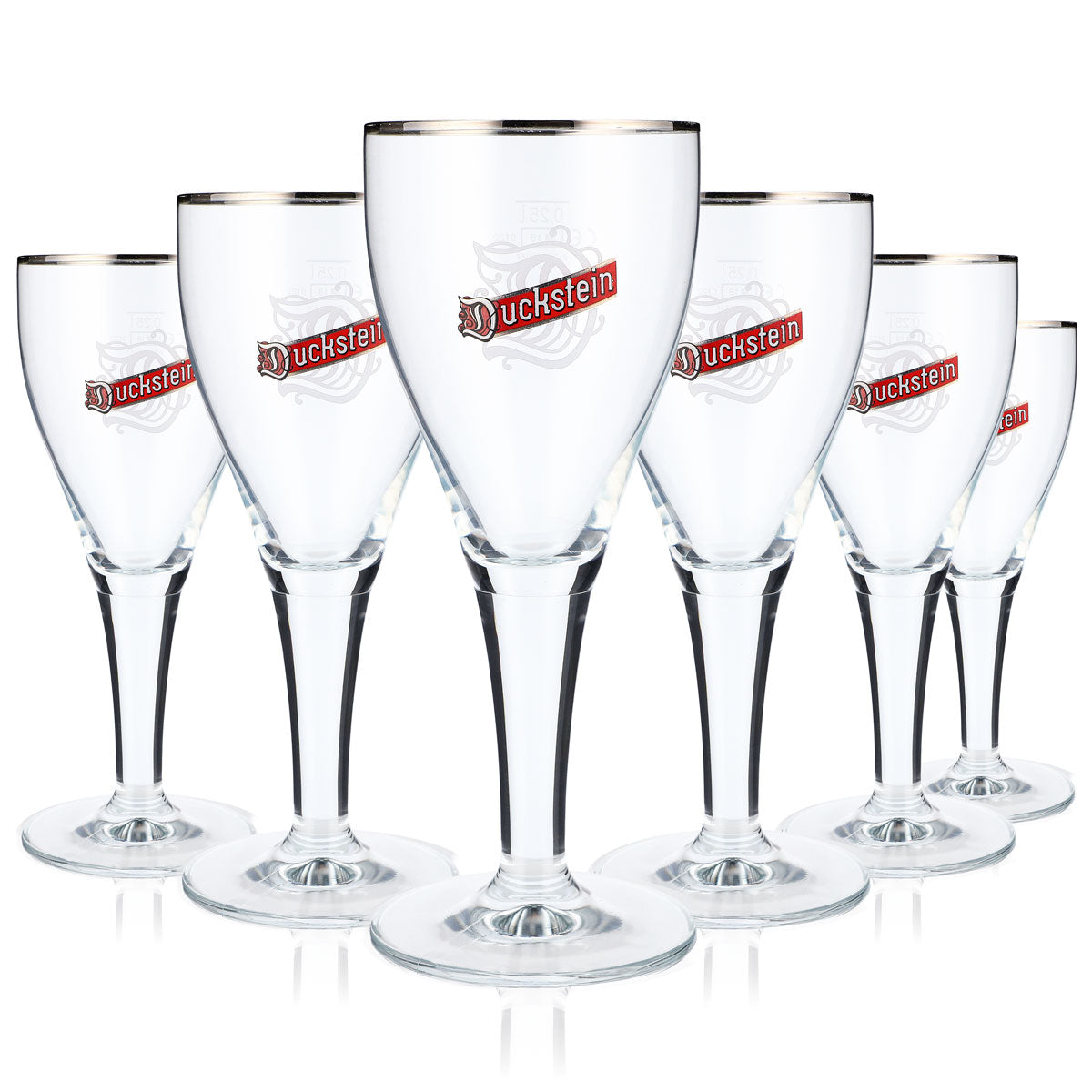 6x Duckstein beer glasses, 0.25 l, goblet shape, platinum rim, large Harz logo – View 5