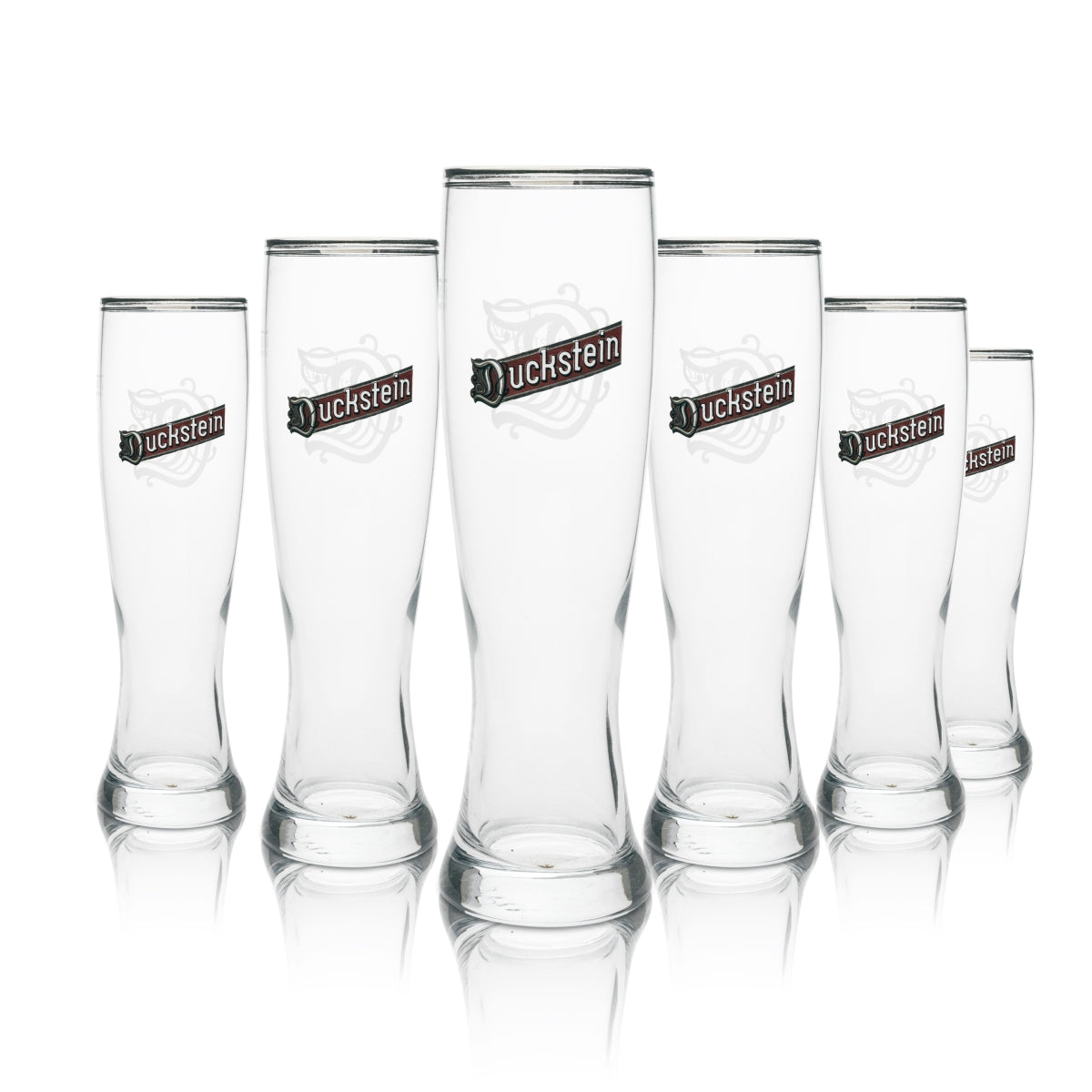 6x Duckstein Beer Glass Wheat 0.5l Silver Rim Double Sahm