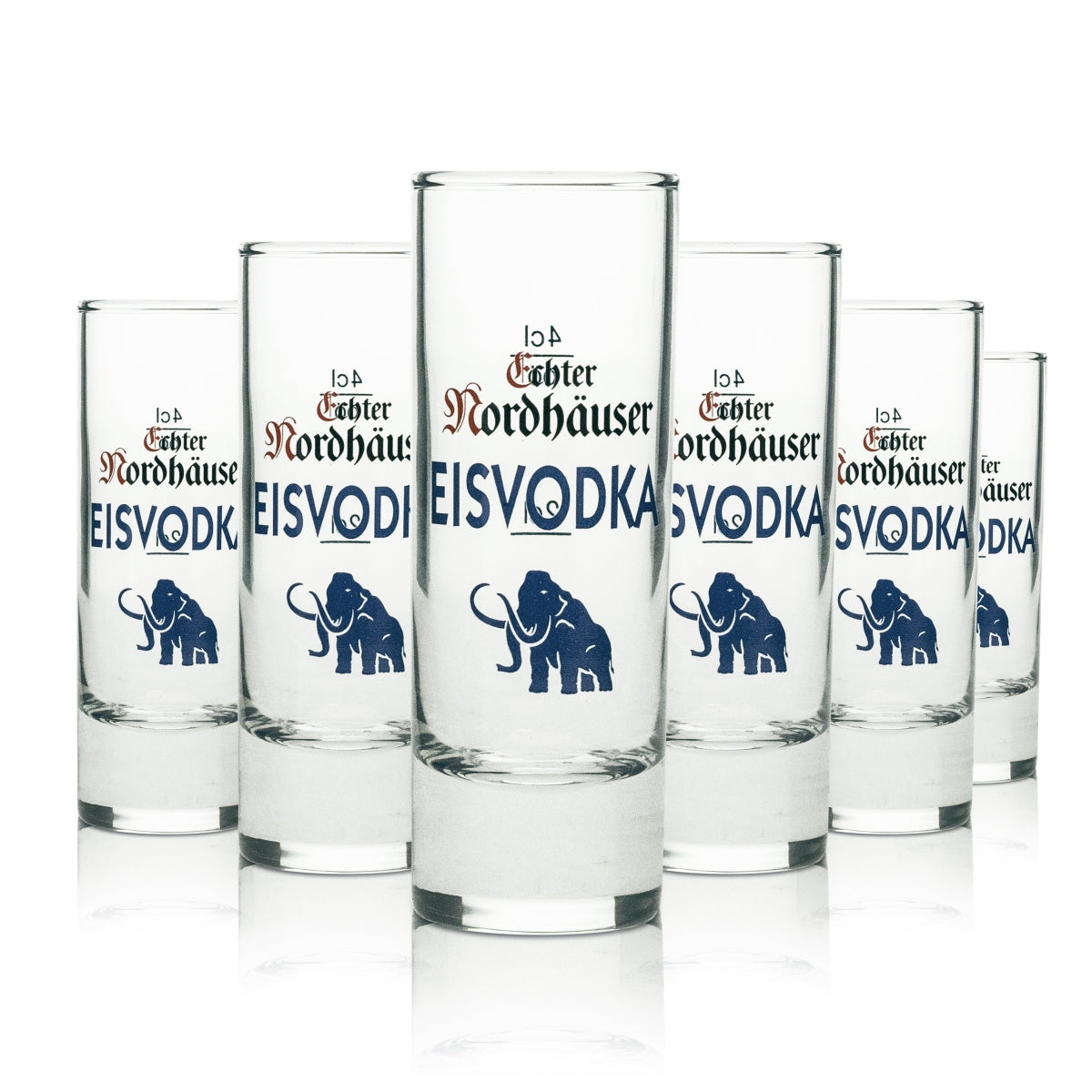 6x Echter Nordhäuser Korn Shot Glass, Long, Ice Vodka, 4cl