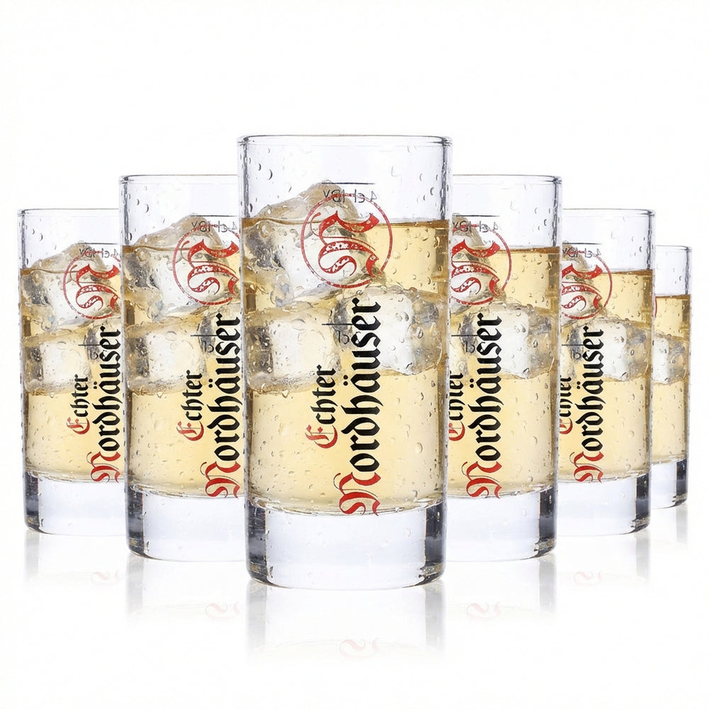 6x Genuine Nordhäuser Korn Glass Stamper 4cl Shot Glass Logo Vertical IDY