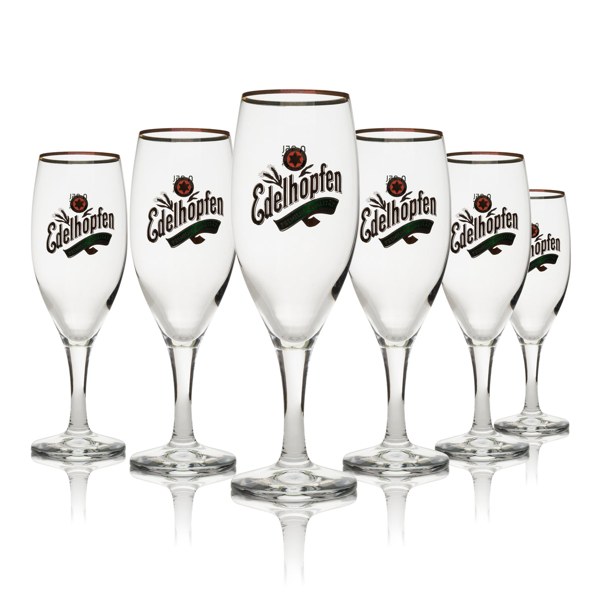 6x Edelhopfen beer glass 0.25l goblet with gold rim – View 4
