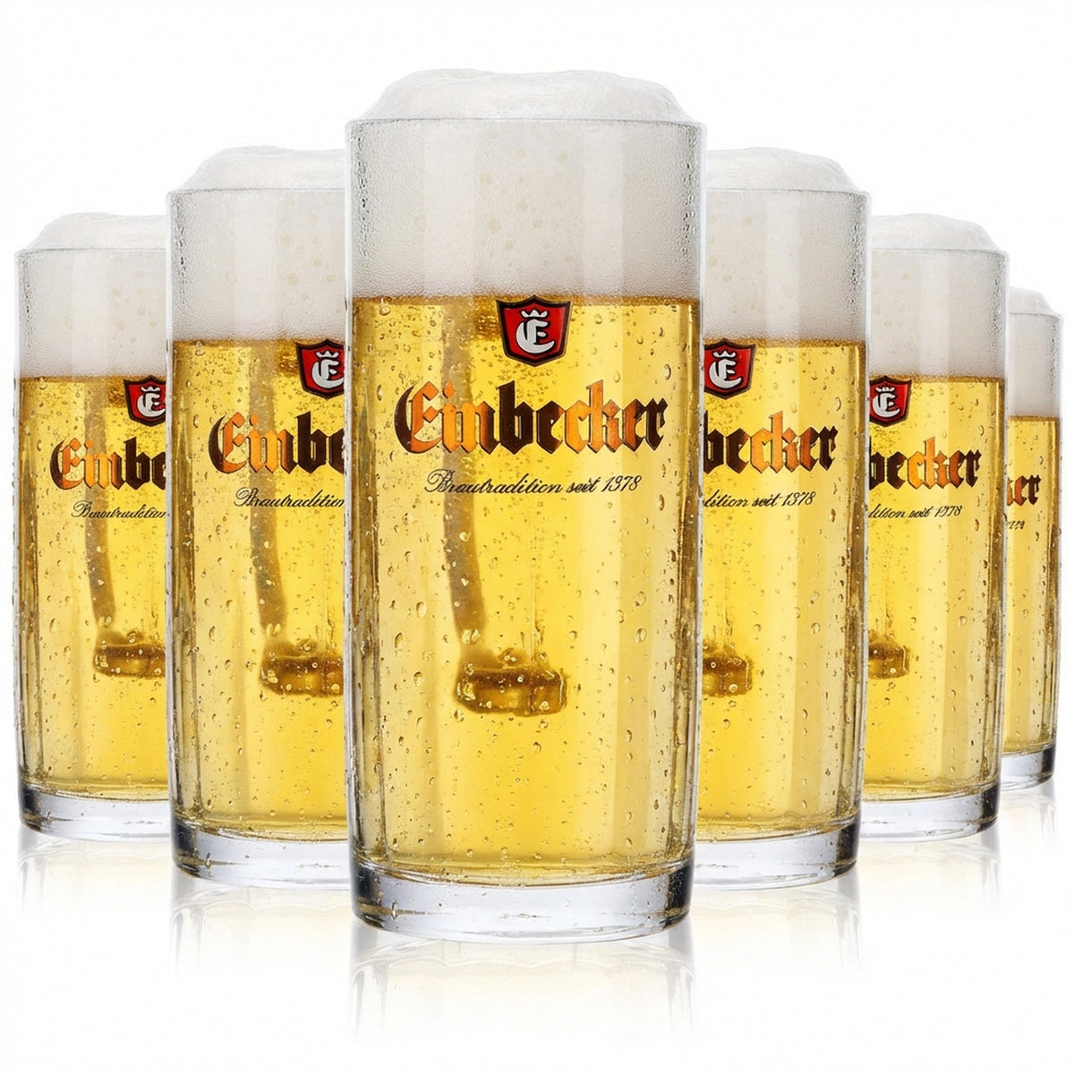 6x Einbecker beer glasses, 0.2 l, mug with gold lettering relief, Sahm Moldau beer glasses