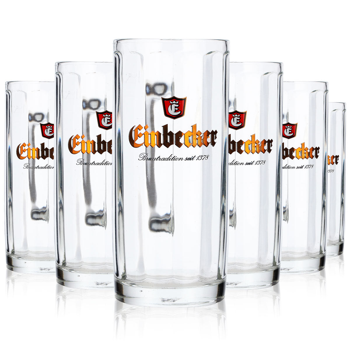 6x Einbecker beer glasses, 0.2 l, mug with gold lettering relief, Sahm Moldau beer glasses – View 7