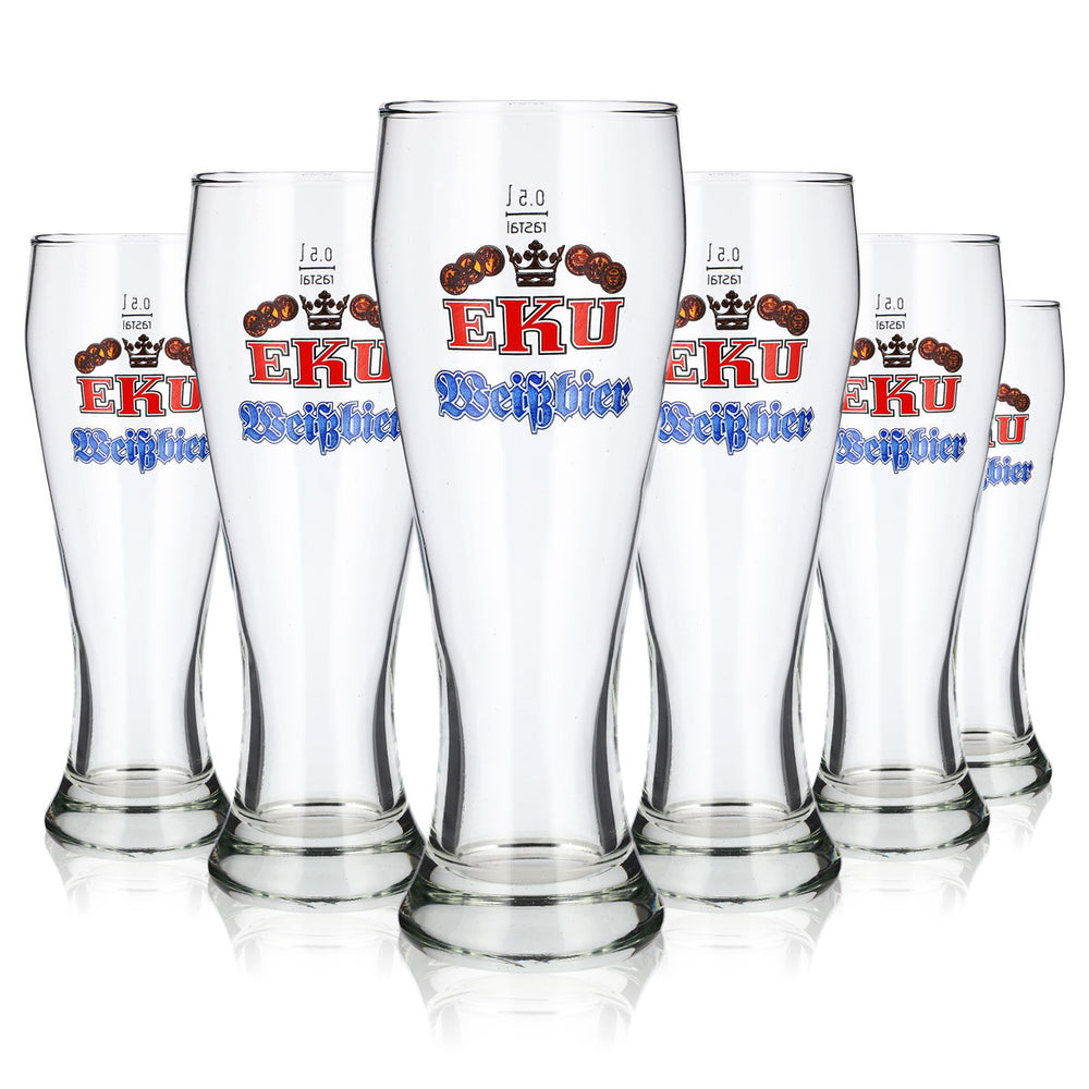 6 Eku Beer Glasses, 0.5 L, Wheat Beer Glass, Rastal Wheat Beer Glass, Hefeweizen Glass