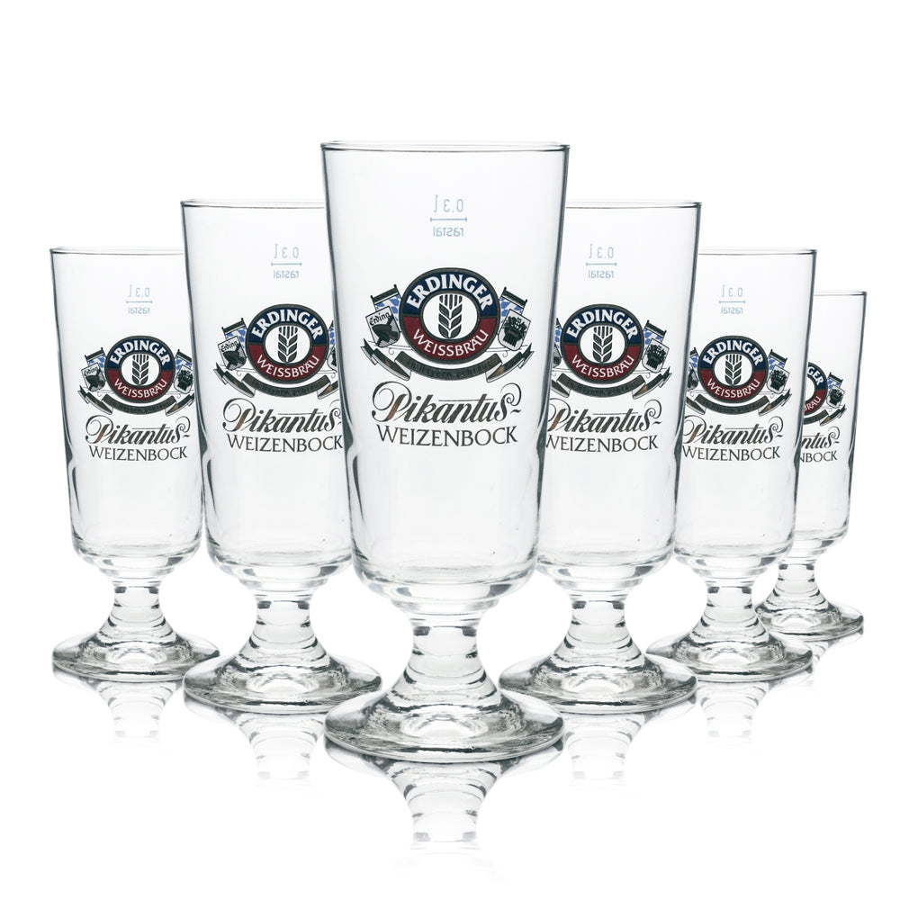 6x Erdinger beer glass 0.3l tulip cup chalice glasses yeast wheat bock gastro bar