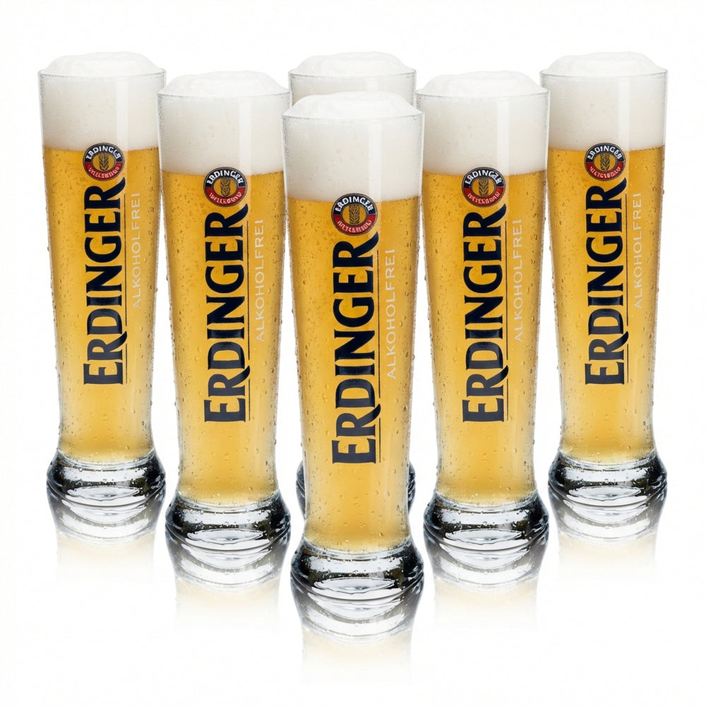 6x Erdinger Beer Glass 0.5l Wheat Alcohol-Free Yeast Wheat Beer Glasses Tulip Beer