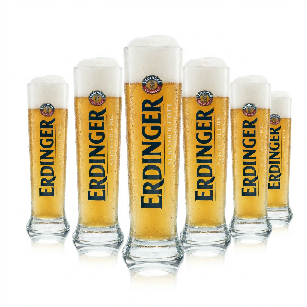 6x Erdinger Glass 0.3l Hefeweizen Wheat Beer Cup Non-Alcoholic Gastronomy Calibrated Beer