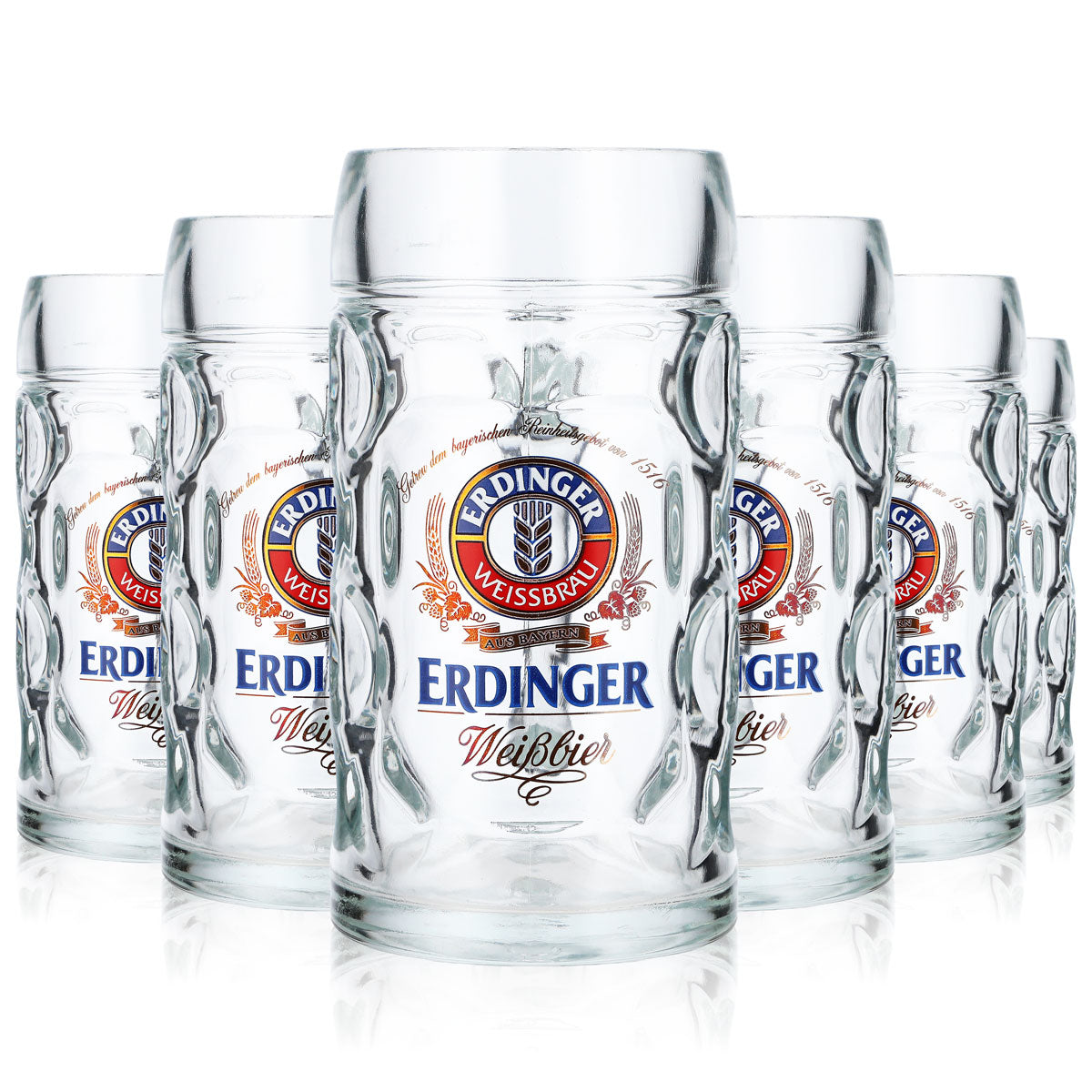 6x Erdinger Weissbräu beer mug glass 0.5l mug Punktseidel / Isarseidel