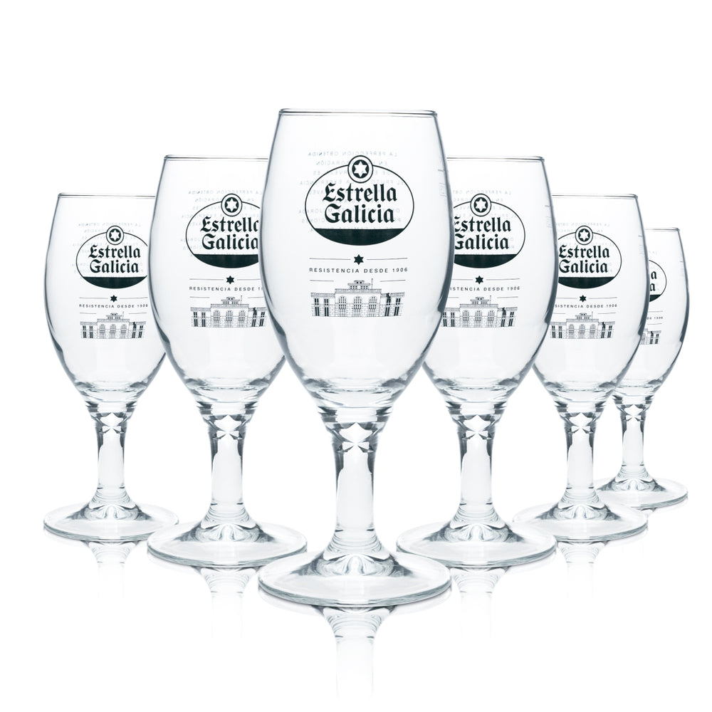 6x Estrella Galicia Beer Glass 0.3l Tulip Glass Cerveza Glasses Gastro Spain Taza