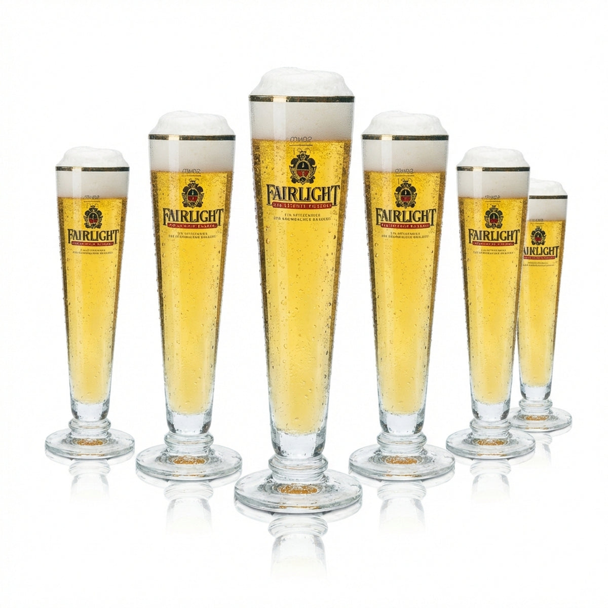 6x Fairlight beer glass 0.2 l tulip glass with gold rim, glasses, gastro pub, pilsner, brewery