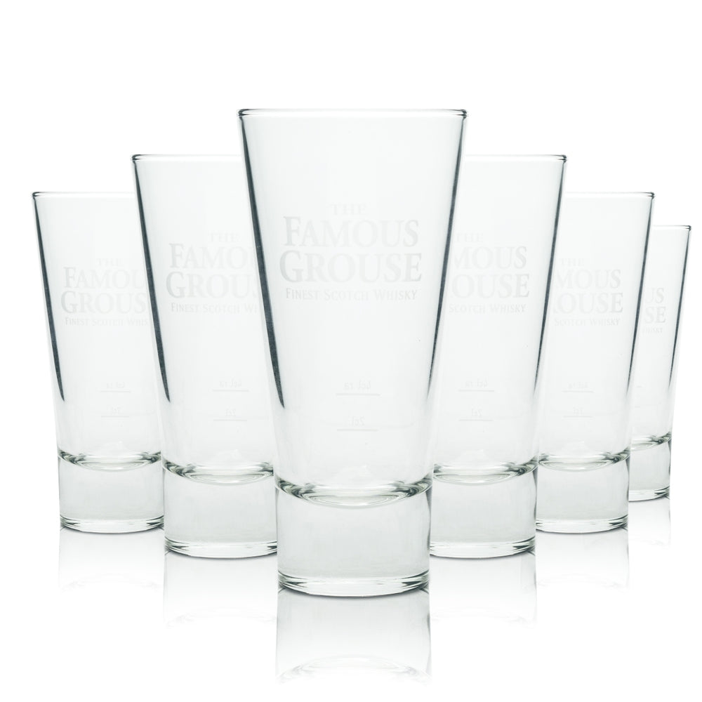 6x Famous Grouse Whisky Glass Long Drink Glasses Cocktail On Ice Tumbler Scotch
