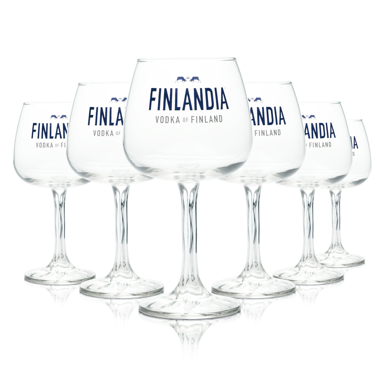 6x Finlandia Glass 0.48l Balloon Cocktail Long Drink Aperitif Glasses Finland Vodka