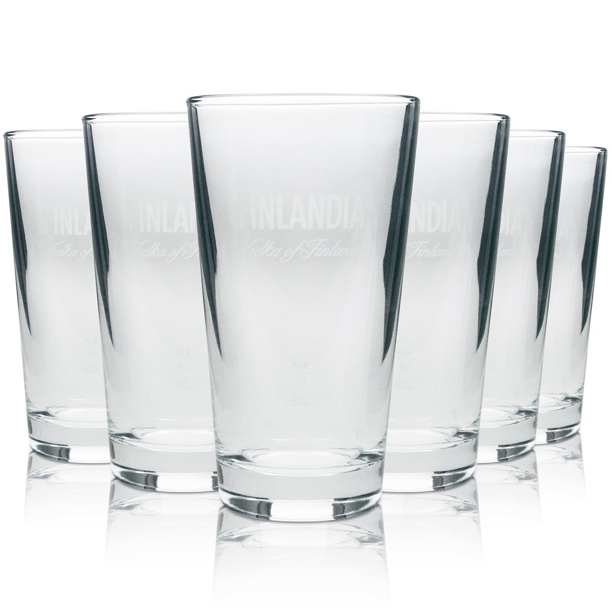 6x Finlandia Vodka Long Drink Glass, plain