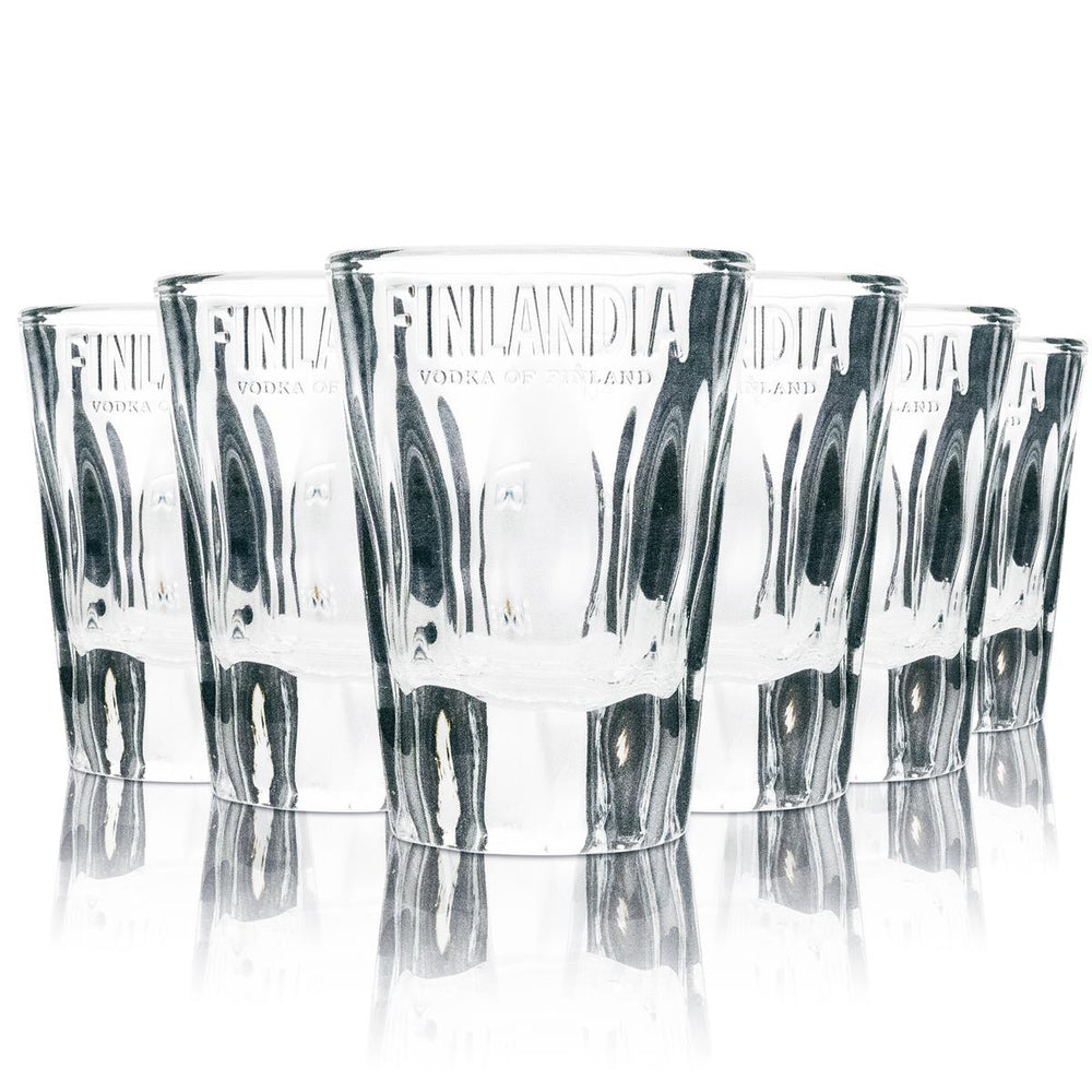 6x Finlandia Vodka Shot Glasses 4cl