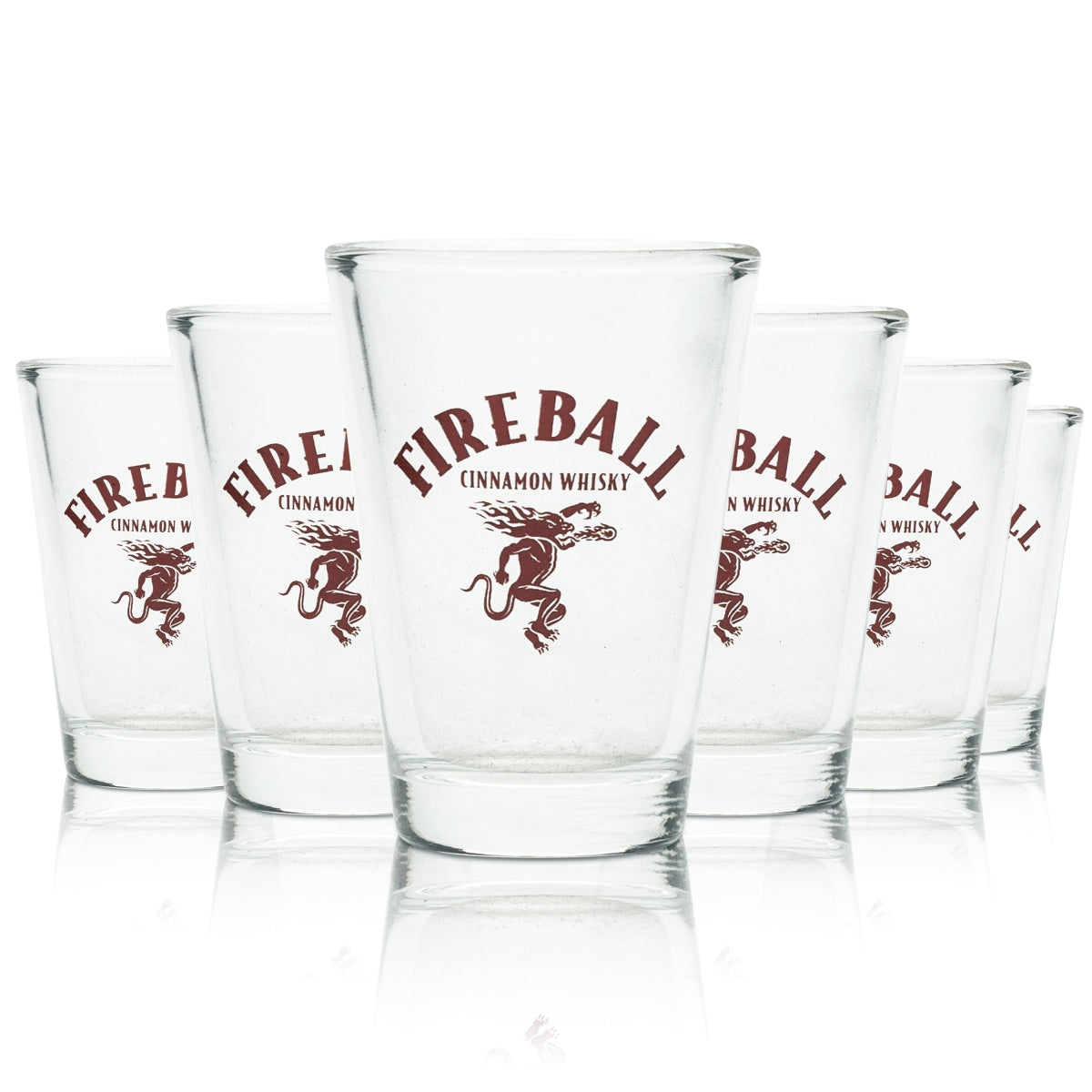 6x Fireball Whiskey Glass 5cl Shot Glasses Short Shot Glasses Cinnamon Bar