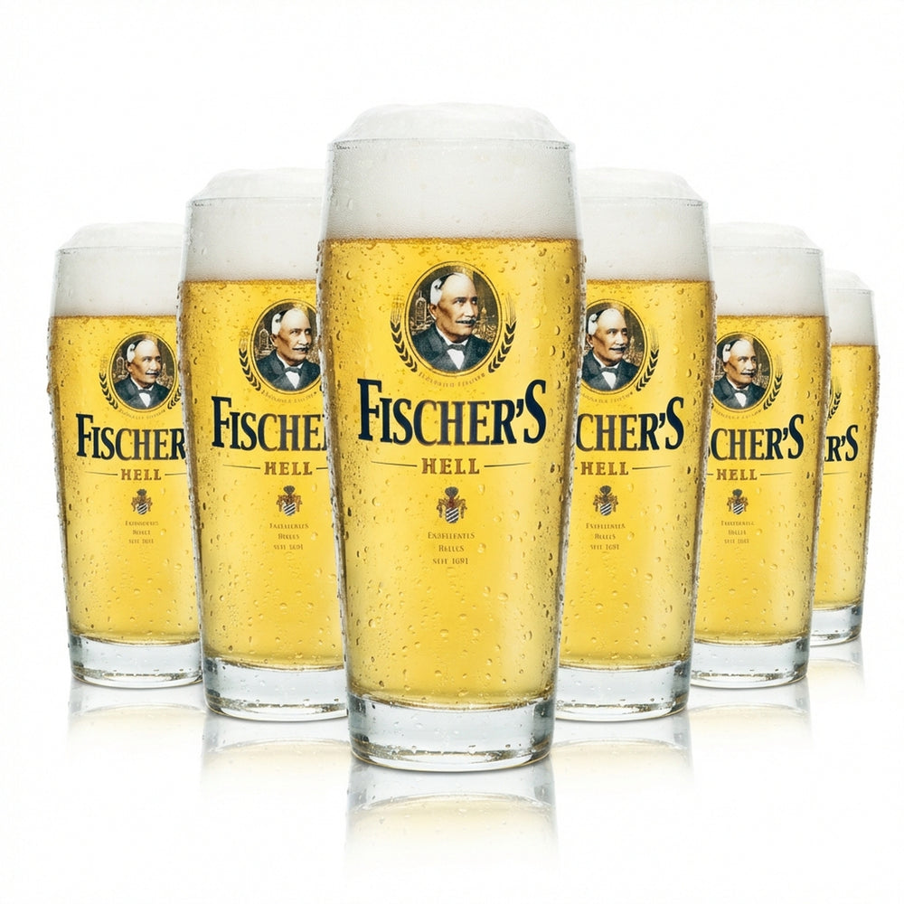 6x Fischer's Beer Glass 0.5l Mug Light Sahm Willi Glasses Pilsner Trophy Tulip Beer