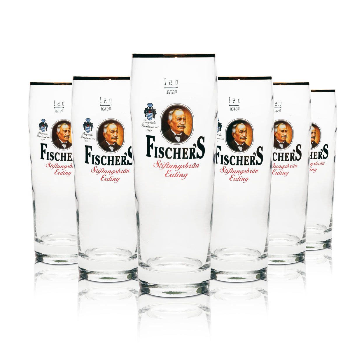 6x Fischer's Beer Glass Willy Mug 0.5l Rastal – View 4