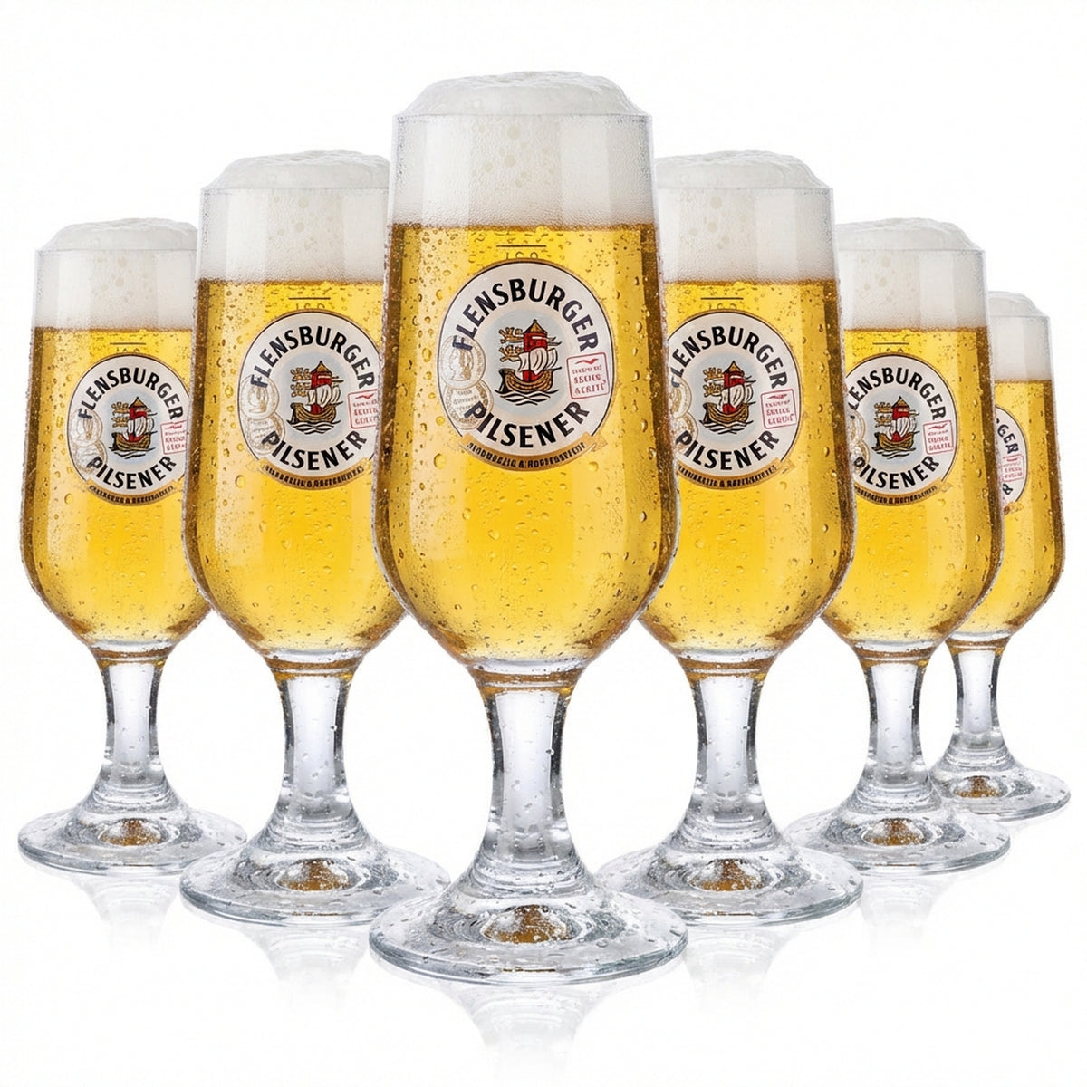 6x Flensburg beer glass 0.3l Beer glasses Trophy glass "Herbwürzig Hopfenbetont"